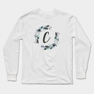 Floral Monogram C Dark Bohemian Flora Long Sleeve T-Shirt